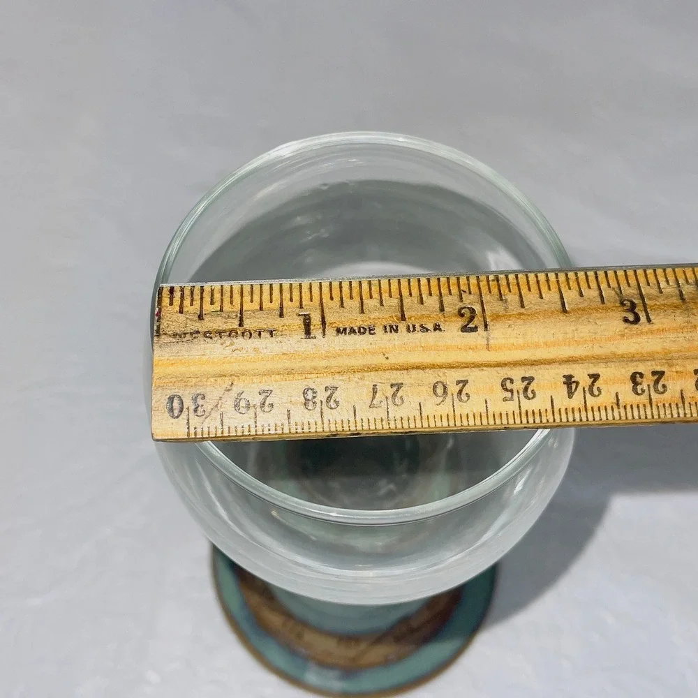 Unbranded Pottery Small Bud Tea Candle Blue Glaze Dragonfly Mark Stoneware Decor